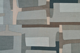 Span linen fabric in tonal greys with hints of light browns. A playful geometric, designed by Christopher Farr Cloth.