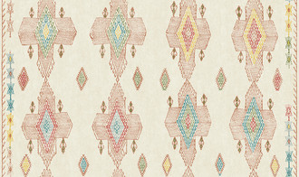 Geometric shapes in terracotta tones with accents of blues, yellows and reds. Geometric shapes in terracotta tones with accents of blues, yellows and reds.