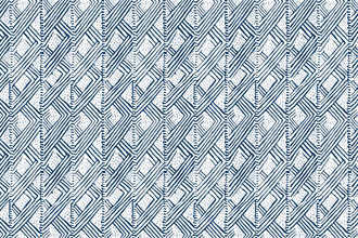 Belge printed wallpaper by Barron & Larcher for Christopher Farr Cloth – Lapis blue colour-way featuring blue and white tones with a geometric dots and lines pattern.
