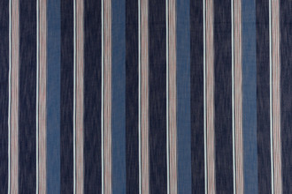 Stripes performance weave, in blue tones with bold navy stripe.