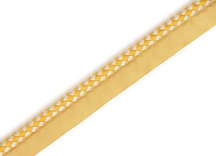 Circus Piping Trim in Lemon, featuring a fresh two-tone check pattern in white and yellow, perfect for adding a bright, cheerful accent to upholstery and soft furnishings.