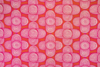 Raoul Dufy Azteque Printed Fabric in Hot Pink and Orange – Luxury Linen.