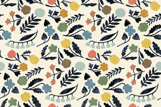 Array Floral Wallpaper in grass green colourway, featuring a multi-coloured floral design with fresh, bright tones, creating a vibrant and nature-inspired look for walls and ceilings.