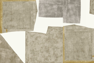 Sea Collage Raffia Wallcovering in Slate – charcoal grey tones in a layered, textural abstract design woven into natural raffia.