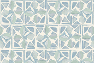 Light sky blue wallpaper featuring a repeating geometric pattern with hand-painted effects, derived from Sandra Blow’s abstract art. Light sky blue wallpaper featuring a repeating geometric pattern with hand-painted effects, derived from Sandra Blow’s abstract art.