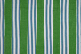 The Hudson Stripe Printed Fabric in Green — a vertical stripe design in fresh, rich green hues, bringing a natural, calming quality to interiors with a refined, geometric elegance.