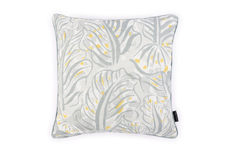 Mille Feuilles cushion 45x45cm in celeste with soft blue botanical print for outdoor seating