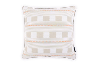 Lost and Found cushion 45x45cm in latte with neutral woven check for outdoor use