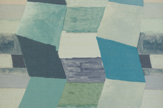 Cool-toned zigzag wallpaper in teal, mint, and blue shades with soft, layered textures