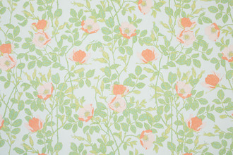 Richmond wallpaper with peach and pale pink flowers and soft green foliage