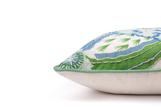 Green Cirque embroidered cushion by Alice Kettle limited edition textile design Edition 36 side detail