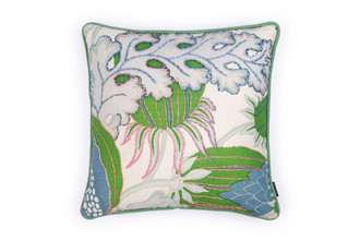 Green embroidered cushion by Alice Kettle limited edition textile design Edition 31