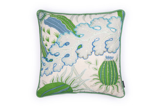 Green Cirque embroidered cushion by Alice Kettle limited edition textile design Edition 36