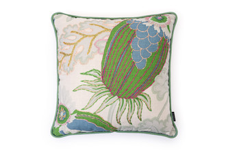 Green embroidered cushion by Alice Kettle limited edition textile design Edition 41