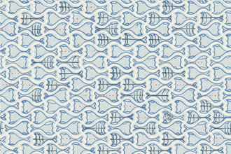 Blue fish and ship motifs in a tiled layout on a soft blue background Blue fish and ship motifs in a tiled layout on a soft blue background