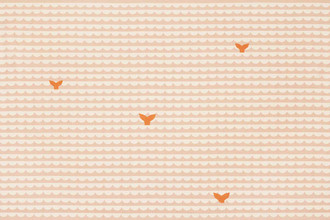 Peach and white scallop wave pattern with orange whale tails. Peach and white scallop wave pattern with orange whale tails.