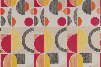 Galaxie hot pink and yellow embroidered and printed fabric