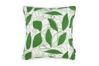Green Foliage embroidered cushion by Christopher Farr Cloth X Veronique de Soultrait.