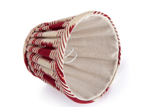 6" Lost and Found Ruby pleated Lampshade inside showing linen lining. Made in the UK