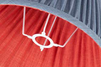 Inside View of Denim Blue Soprano Linen outside with Coral Soprano Linen Lining 14" UK/EU Gimbal Pleated Lampshade in Soprano Linen Fabric by Christopher Farr Cloth