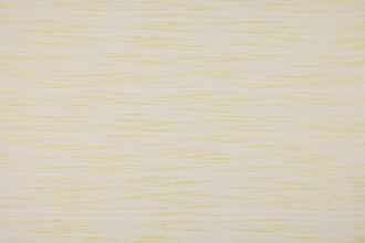 Lemon colourway of the Nendo Collection wide-width curtain fabric. Neutral linen and cotton base with delicate yellow stitching woven through, evoking the rhythm of rain.