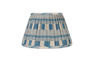 Lost and Found Denim blue pleated Empire lampshade with linen lining. Made in the UK by hand.