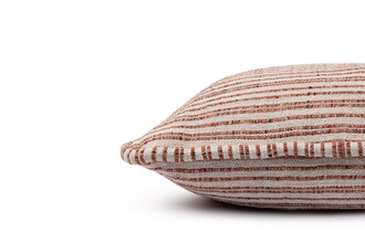 Unravel Woven Striped Fabric by And Objects Rustic weave with speckled texture and chunky piping, Terracotta