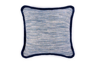 Lomi Chichi cushion 45x45cm in azzurro with colourful fringe trim, durable for indoor and outdoor use