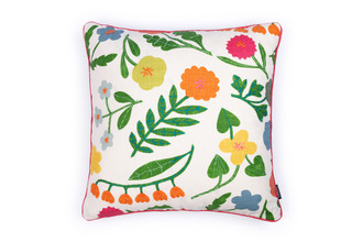Array embroidered cushion green by Alice Kettle limited edition botanical design Edition 2