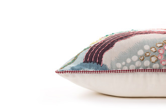 Carnival embroidered cushion aubergine by Alice Kettle limited edition handcrafted design Edition 07 Side Detail