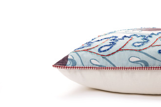 Carnival embroidered cushion aubergine by Alice Kettle limited edition handcrafted design Edition 10 side detail