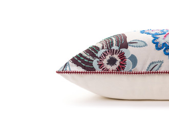 Carnival embroidered cushion aubergine by Alice Kettle limited edition handcrafted design Edition 08 side detail