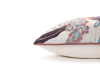Carnival embroidered cushion aubergine by Alice Kettle limited edition handcrafted design Edition 12 side detail