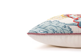 Carnival embroidered cushion aubergine by Alice Kettle limited edition handcrafted design Edition 09 side detail