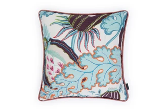 Carnival embroidered cushion aubergine by Alice Kettle limited edition handcrafted design Edition 04