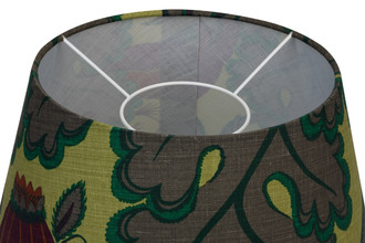 Christopher Farr Cloth Carnival Wine fabric laminated lampshade made from linen fabric, suitable for table or floor lamp use. UK/EU Gimbal Fitting.