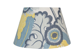 Statement lampshade in Michael Szell  Carnival wallpaper in vibrant cobalt tones. Duplex Ring Fitting. PVC White card internal
