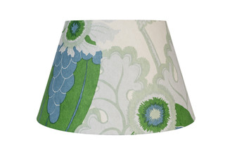 Statement lampshade in Michael Szell  Carnival wallpaper in vibrant grass tones. Duplex Ring Fitting. PVC White card internal
