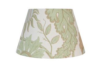 Statement lampshade in Michael Szell  Carnival wallpaper in vibrant sky tones. Duplex Ring Fitting. PVC White card internal