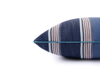 Verano cushion 45x45cm in Azzurro with self-piped edge for performance/outdoor use - Side View