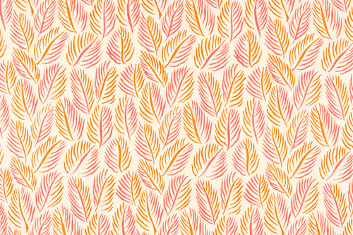 Armatures Feuilles wallpaper in apricot orange colourway, featuring a delicate leaf design with a warm, nature-inspired pattern, perfect for brightening up any room.
