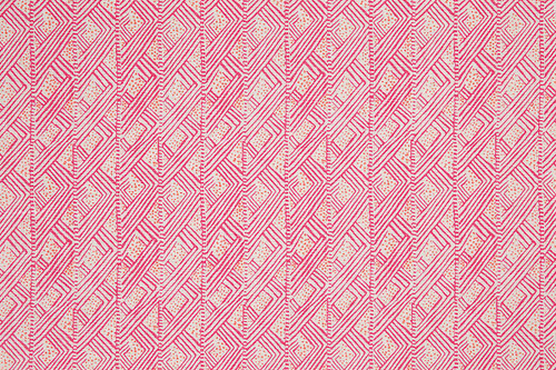 Belge geometric and dotty linen fabric in shades of lemon yellow on a natural background, featuring a repetitive, playful abstract small-scale pattern, designed by Barron and Larcher for Christopher Farr Cloth.
