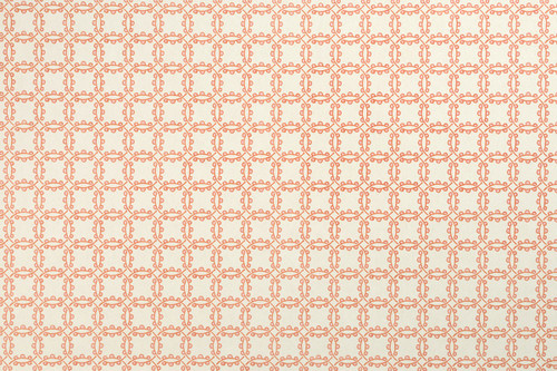 Marima Printed Wallpaper in soft apricot tones, featuring geometric circles and organic motifs for a warm, dynamic aesthetic.