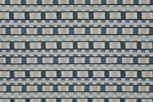 A modern check design in rich denim blue tones, offering a textured, sophisticated surface ideal for contemporary interiors and upholstery.