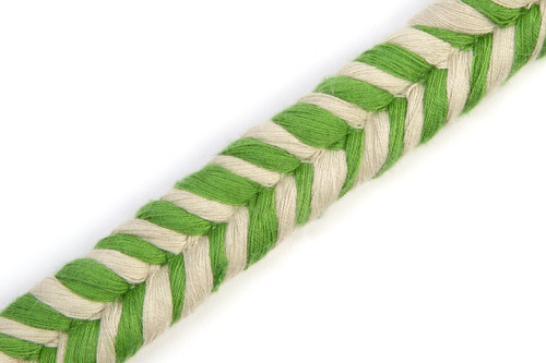 Helter Skelter Piping in Green – bold, chunky plaited stripes that add a playful and vibrant accent to upholstery and interior decor.