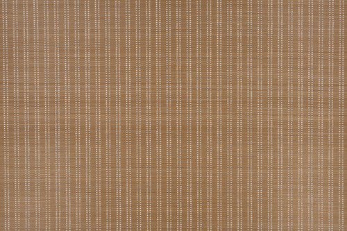 Algonquin grass cloth in mustard yellow colour, has ticking stripe in vertical lines in white.