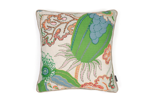 Carnival Embroidered Cushion Green 07 Front.