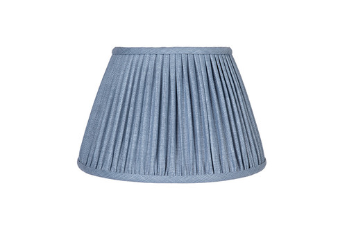 Denim Blue 14" Pleated Lampshade in Soprano Linen Fabric by Christopher Farr Cloth