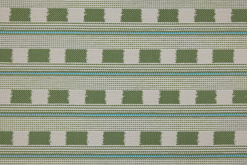 Kit Kemp for Christopher Farr Cloth Lost and Found Green checked woven performance fabric, featuring a soft textured weave designed for outdoor and high-performance upholstery and soft furnishings.