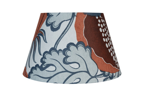 Statement lampshade in Michael Szell  Carnival wallpaper in vibrant rust tones. Duplex Ring Fitting. PVC White card internal